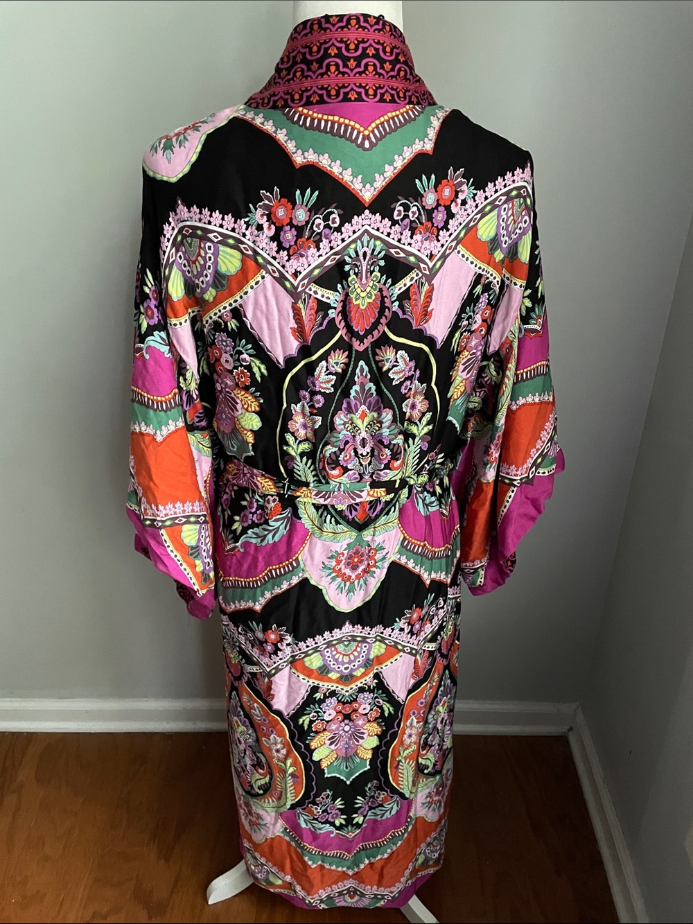 Rachel Zoe Reversible Multicolor Kimono Robe with Floral Print Size Large - Picture 3 of 6